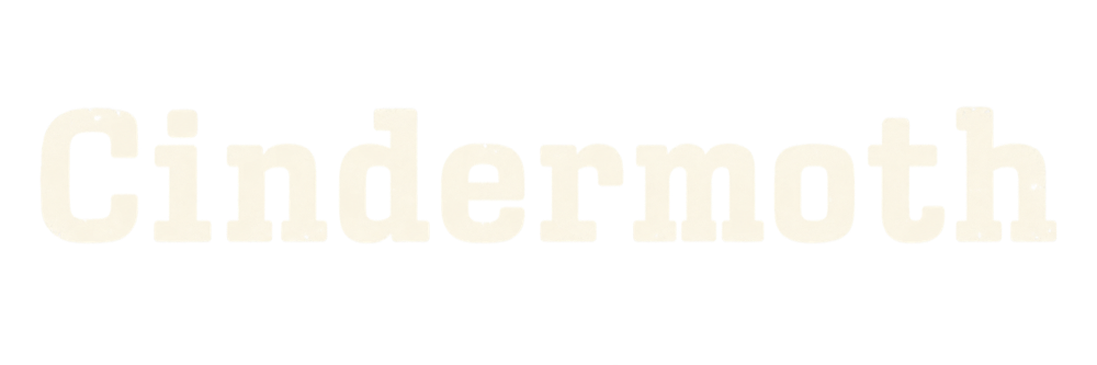 Cindermoth wordmark, light version for dark backgrounds