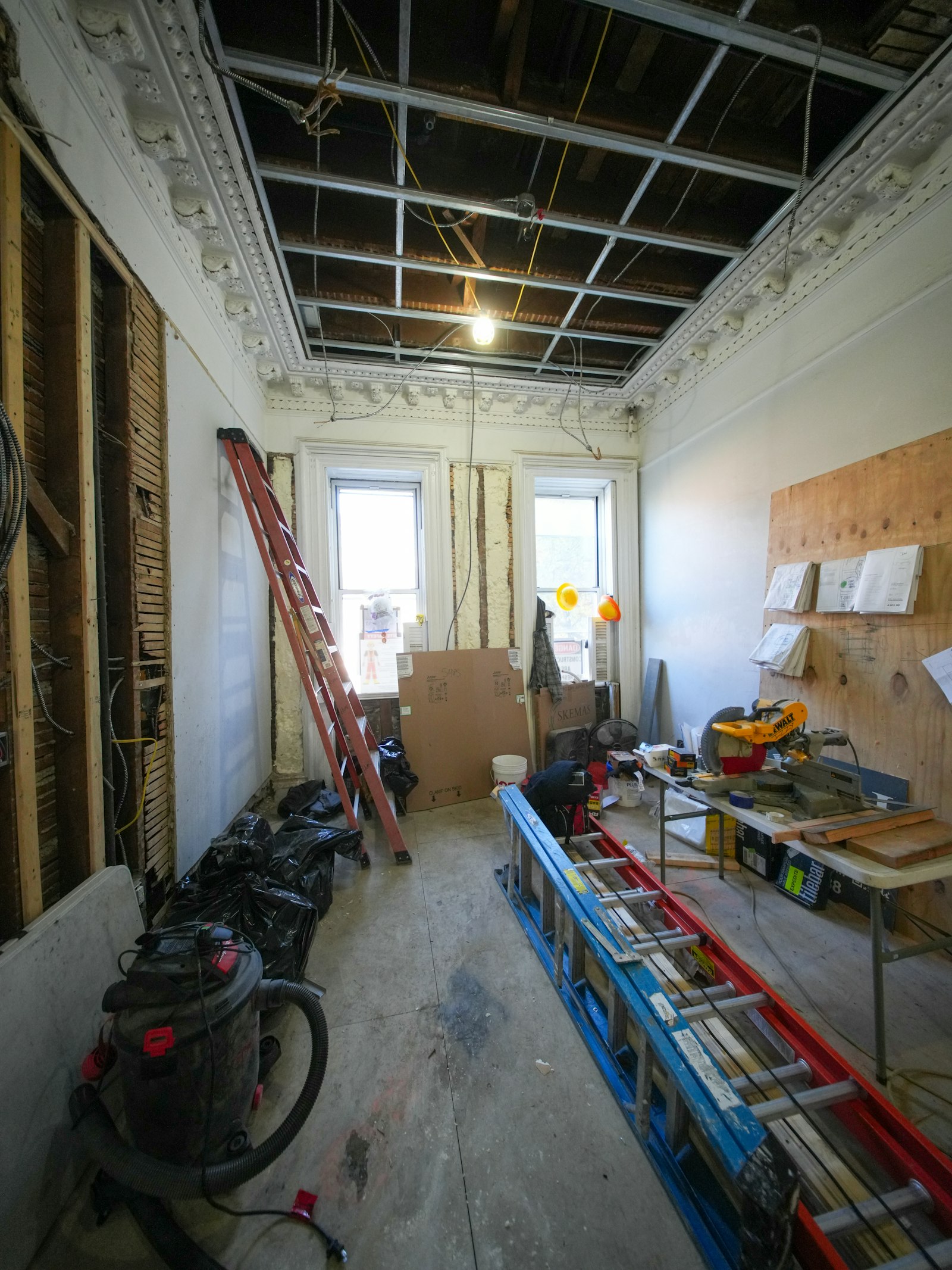 Mid-build: the attic stripped back to framing