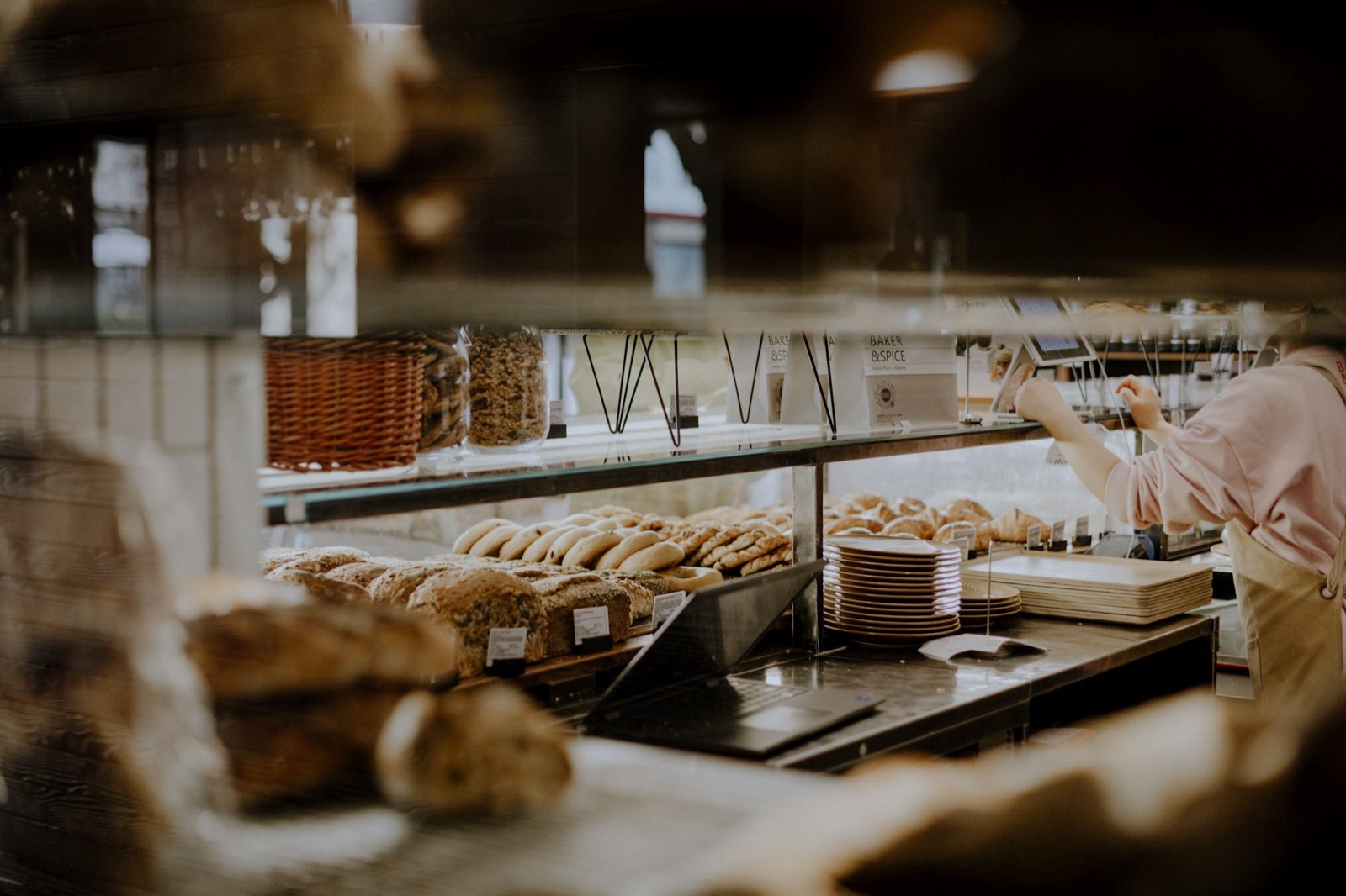 The counter during the morning rush