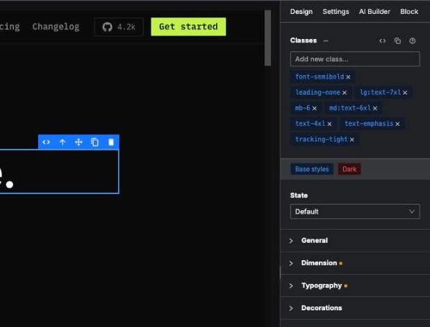 A properties panel with custom fields and states