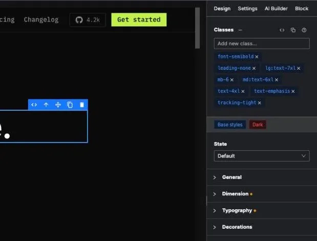 A properties panel with custom fields and states