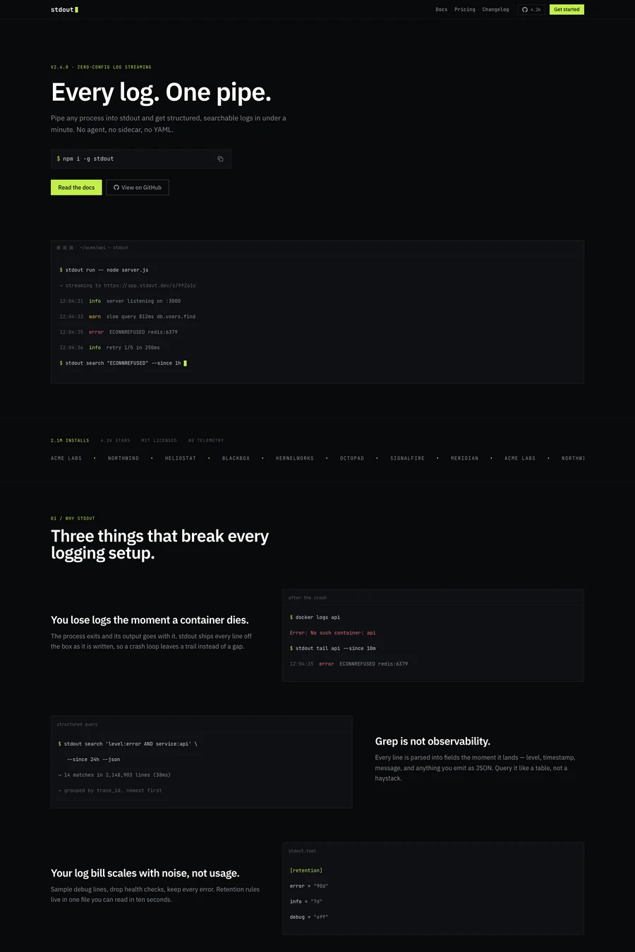 Stdout website template