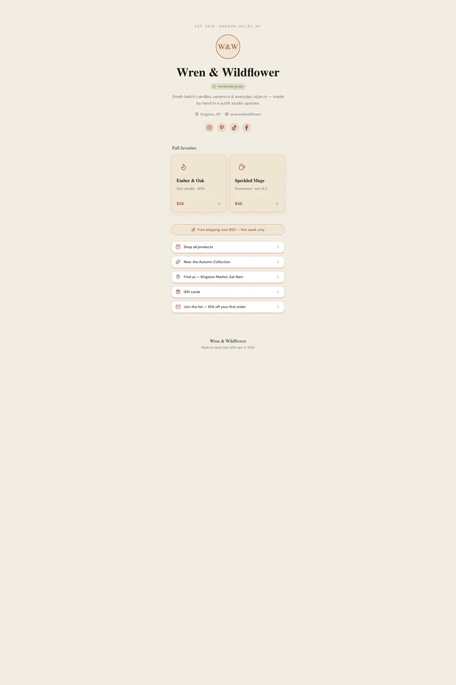 Wren & Wildflower website template